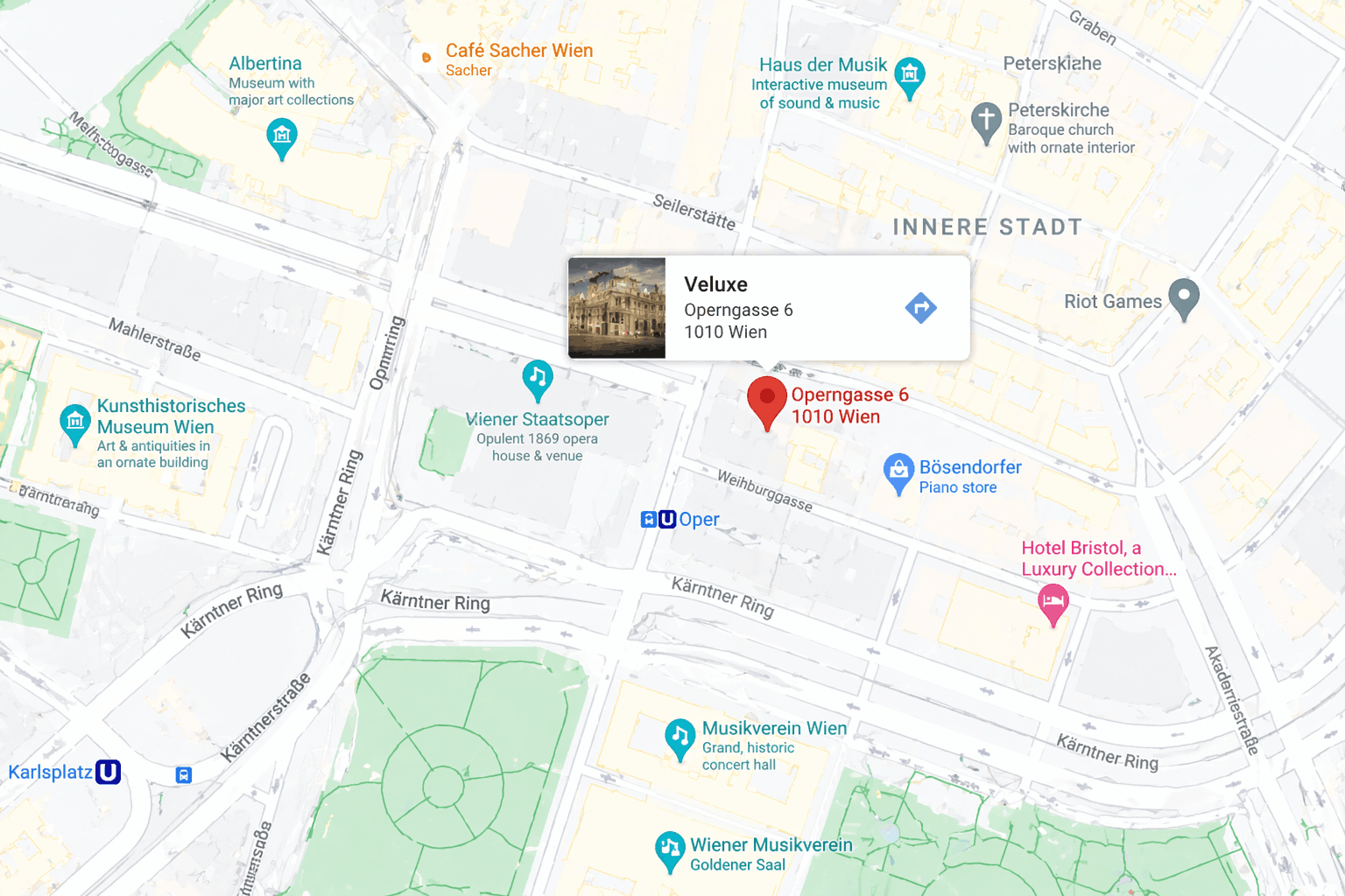 Карта: офис LiveCrafts на Operngasse 6, 1010 Wien